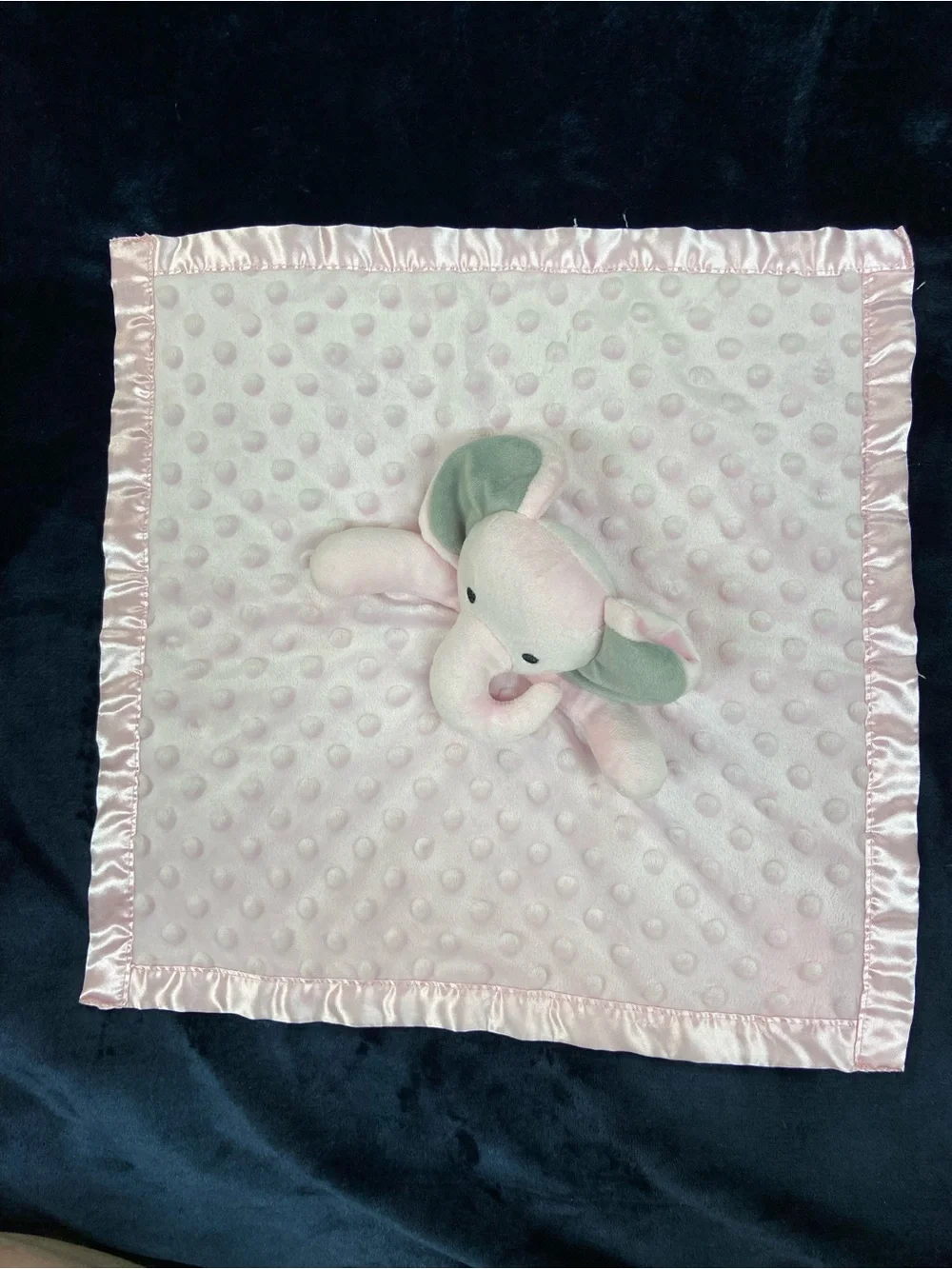 Plush Pink Elephant Lovey Blanket with Grey Ears